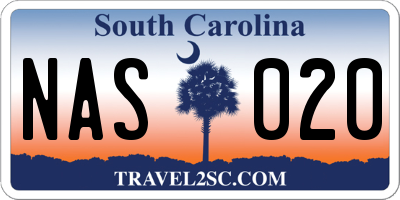 SC license plate NAS020