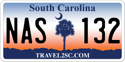 SC license plate NAS132