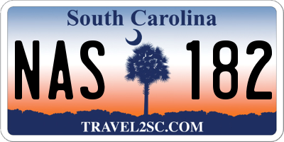 SC license plate NAS182