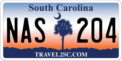 SC license plate NAS204