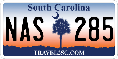 SC license plate NAS285