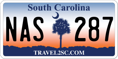SC license plate NAS287