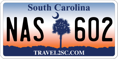 SC license plate NAS602