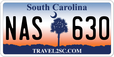 SC license plate NAS630