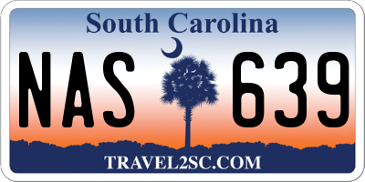 SC license plate NAS639