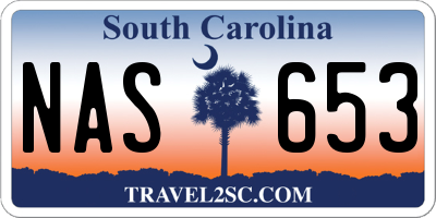 SC license plate NAS653