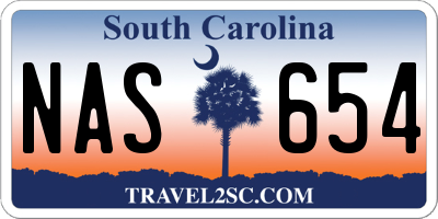 SC license plate NAS654