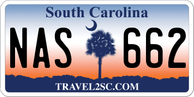 SC license plate NAS662