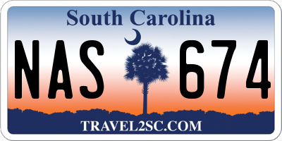 SC license plate NAS674