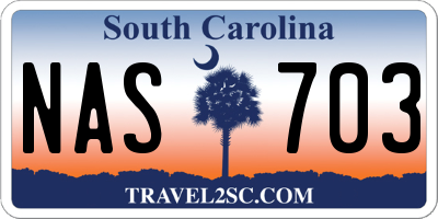 SC license plate NAS703