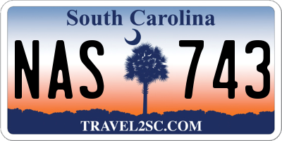 SC license plate NAS743