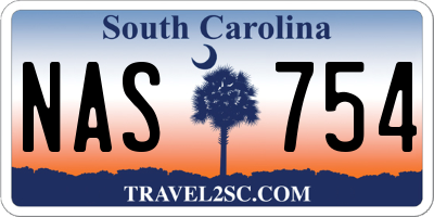 SC license plate NAS754