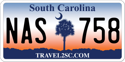 SC license plate NAS758