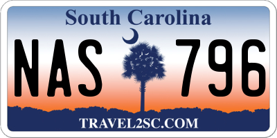 SC license plate NAS796
