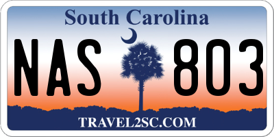 SC license plate NAS803