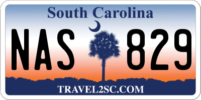SC license plate NAS829