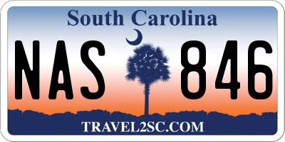 SC license plate NAS846
