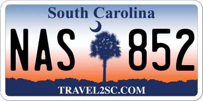 SC license plate NAS852