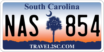 SC license plate NAS854