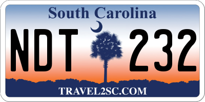 SC license plate NDT232