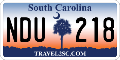 SC license plate NDU218