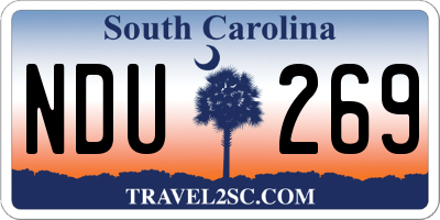 SC license plate NDU269