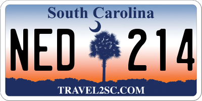 SC license plate NED214
