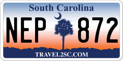 SC license plate NEP872
