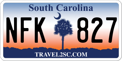 SC license plate NFK827