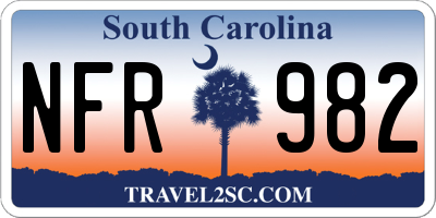 SC license plate NFR982