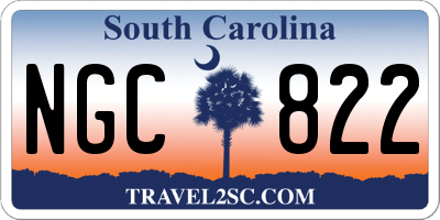 SC license plate NGC822
