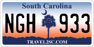 SC license plate NGH933