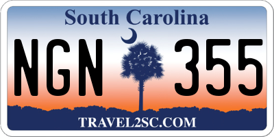 SC license plate NGN355