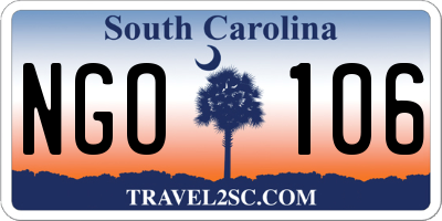 SC license plate NGO106