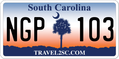 SC license plate NGP103