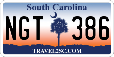SC license plate NGT386
