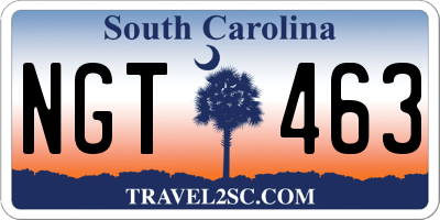 SC license plate NGT463
