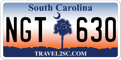 SC license plate NGT630
