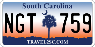 SC license plate NGT759