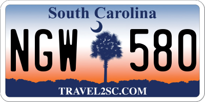 SC license plate NGW580