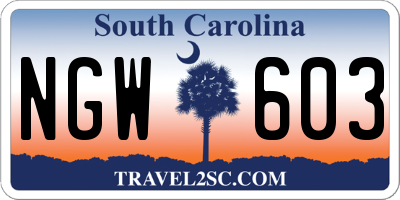 SC license plate NGW603