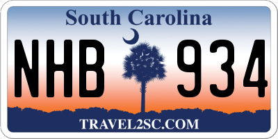 SC license plate NHB934