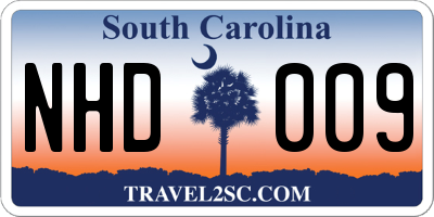 SC license plate NHD009