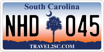 SC license plate NHD045
