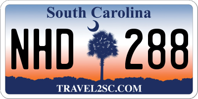 SC license plate NHD288