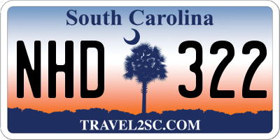 SC license plate NHD322