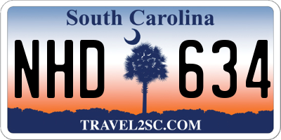 SC license plate NHD634