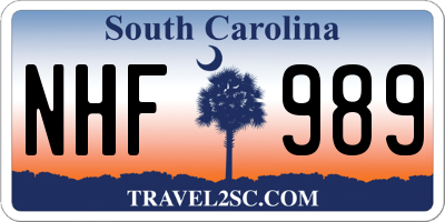 SC license plate NHF989