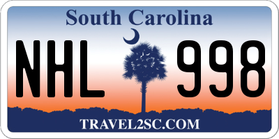 SC license plate NHL998