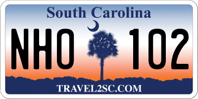 SC license plate NHO102